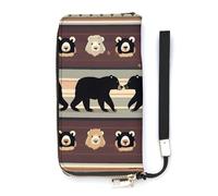 QMKFWT Bear Portefeuille de grande capacité en cuir synthétique avec longue fermeture éclair Unisexe Blanc 20 x 10,5 cm, blanc, 20x10.5cm, Portefeuille