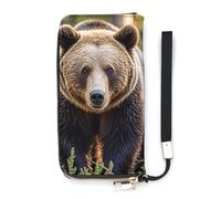 QMKFWT Bear Portefeuille de grande capacité en cuir synthétique avec longue fermeture éclair Unisexe Blanc 20 x 10,5 cm, blanc, 20x10.5cm, Portefeuille