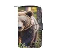 QMKFWT Bear Portefeuille long en cuir avec fenêtre pour carte d'identité