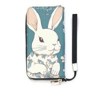QMKFWT Beau petit lapin portefeuille grande capacité pochette portefeuille en cuir PU longue fermeture éclair portefeuille unisexe, blanc, 20 x 10,5 cm, portefeuille, blanc, 20x10.5cm, Portefeuille