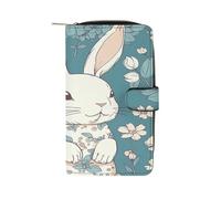 QMKFWT Beau petit lapin portefeuille long en cuir pour chéquier classique à deux volets avec fenêtre d'identification pour femme