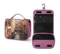 QMKFWT Belle trousse de toilette étanche avec crochet de suspension pour femme - Vue sur le canal de Venise