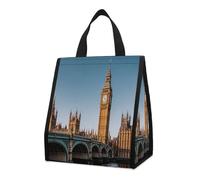 QMKFWT Big Ben et les maisons du Parlement Riverside Sac à déjeuner isotherme pliable et réutilisable pour homme et femme