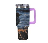 QMKFWT Bird by Stone - Tasse à café de voyage réutilisable et durable en acier inoxydable avec poignée et paille, résistant aux fuites, tasse thermique portable, cadeau pour homme et femme, 1200 ml