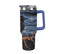 QMKFWT Bird by Stone - Tasse à café de voyage réutilisable et durable en acier inoxydable avec poignée et paille, résistant aux fuites, tasse thermique portable, cadeau pour homme et femme, 1200 ml