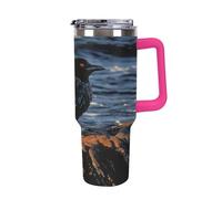 QMKFWT Bird by Stone - Tasse à café de voyage réutilisable et durable en acier inoxydable avec poignée et paille, résistant aux fuites, tasse thermique portable, cadeau pour homme et femme, 1200 ml