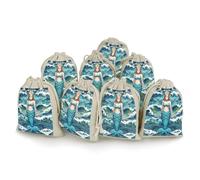 QMKFWT Blue Waves Squama Pochettes de rangement réutilisables en toile de jute et coton avec cordon de serrage pour bonbons, jouets, bijoux, friandises, fête d'anniversaire