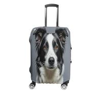 QMKFWT Border Collie Housse de bagage de voyage lavable anti-rayures anti-poussière Housse de protection pour bagages à roulettes Convient aux bagages de 48,3 à 81,3 cm, blanc, XL