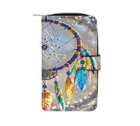 QMKFWT Cherry Dream Catcher Portefeuille long en cuir avec fenêtre pour carte d'identité