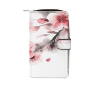 QMKFWT Cherry Florals Portefeuille long en cuir avec fenêtre pour carte d'identité