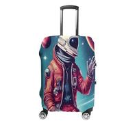 QMKFWT Cool Man in Outer Space Galaxy Housse de bagage de voyage lavable anti-rayures anti-poussière Housse de protection pour bagages à roulettes Convient aux bagages de 19 à 32 pouces, blanc, XL