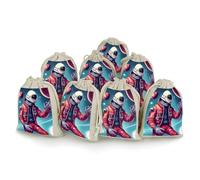 QMKFWT Cool Man in Outer Space Galaxy Pochettes avec cordon de serrage Petit sac de rangement en toile de jute en coton réutilisable pour bonbons, jouets, bijoux, friandises, cadeaux de fête