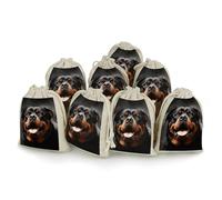 QMKFWT Cool Rottweiler Dog Art Pochettes de rangement réutilisables en toile de jute en coton et toile de jute pour bonbons, jouets, bijoux, friandises, cadeaux de fête d'anniversaire