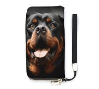 QMKFWT Cool Rottweiler Portefeuille artistique en cuir synthétique avec longue fermeture éclair unisexe Blanc 20 x 10,5 cm, blanc, 20x10.5cm, Portefeuille