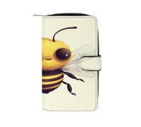 QMKFWT Cute Bee Portefeuille long en cuir avec fenêtre pour carte d'identité
