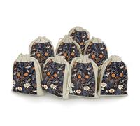 QMKFWT Décorés avec des étoiles avec cordon de serrage, petits sacs de rangement réutilisables en toile de jute en mousseline pour bonbons, jouets, bijoux, friandises, cadeaux de fête d'anniversaire