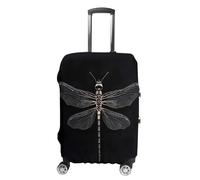 QMKFWT Dragonfly Housse de bagage de voyage lavable anti-rayures anti-poussière Housse de protection pour bagages à roulettes Convient aux bagages de 48,3 à 81,3 cm Noir, blanc, L