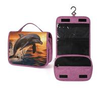 QMKFWT Dusk Dolphin Trousse de toilette étanche avec crochet de suspension pour femme Essentiels de voyage