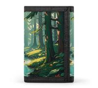 QMKFWT Enchanted Wilderness Fantasy on Dark Green Portefeuille décontracté porte-cartes de crédit Étui de rangement de documents de qualité supérieure pour homme et femme