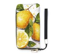 QMKFWT Fruits Lemon Portefeuille de grande capacité en cuir synthétique avec longue fermeture éclair Unisexe Blanc 20 x 10,5 cm, blanc, 20x10.5cm, Portefeuille