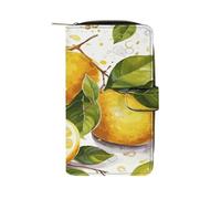 QMKFWT Fruits Lemon Portefeuille long en cuir pour chéquier classique à deux volets avec fenêtre pour carte d'identité