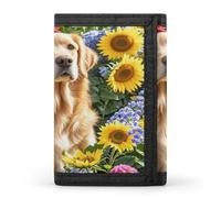 QMKFWT Golden Retriever Portefeuille décontracté avec porte-cartes de crédit et fleurs pour homme et femme