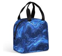QMKFWT Grand sac à déjeuner isotherme durable avec motif bleu électrique - Boîte à déjeuner portable et étanche - Réutilisable - Pour le travail, les voyages, le pique-nique