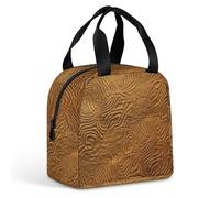 QMKFWT Grand sac à déjeuner isotherme durable avec motif doré - Boîte à déjeuner portable et étanche - Réutilisable - Pour le travail, les voyages, les pique-niques