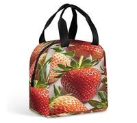 QMKFWT Grand sac à déjeuner isotherme durable avec motif fraise - Boîte à déjeuner portable et étanche - Réutilisable - Pour le travail, les voyages, les pique-niques