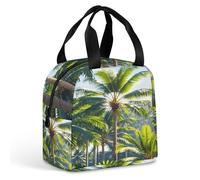 QMKFWT Grand sac à déjeuner isotherme durable avec motif palmiers - Boîte à déjeuner portable et étanche - Réutilisable - Pour le travail, les voyages, les pique-niques