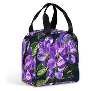 QMKFWT Grand sac à déjeuner isotherme durable et portable étanche pour le travail, les voyages, le pique-nique - Violets in Bloom