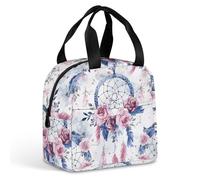 QMKFWT Grand sac à déjeuner isotherme et durable avec motif attrape-rêves - Portable - Étanche - Réutilisable - Pour le travail, les voyages, les pique-niques