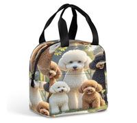 QMKFWT Grand sac à déjeuner isotherme et durable avec motif caniches - Pour le travail, les voyages, les pique-niques