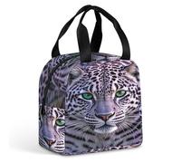 QMKFWT Grand sac à déjeuner isotherme et durable avec motif léopard violet - Boîte à déjeuner portable et étanche - Réutilisable - Pour le travail, les voyages, les pique-niques
