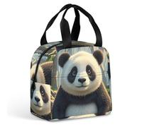 QMKFWT Grand sac à déjeuner isotherme et durable avec motif panda - Portable - Étanche - Réutilisable - Pour le travail, les voyages, les pique-niques
