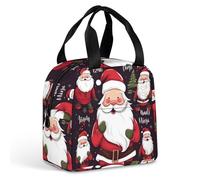 QMKFWT Grand sac à déjeuner isotherme et durable avec motif Père Noël - Portable - Étanche - Réutilisable - Pour le travail, les voyages, les pique-niques
