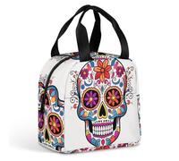 QMKFWT Grand sac à déjeuner isotherme et durable avec motif tête de mort - Portable et étanche - Réutilisable - Pour le travail, les voyages, les pique-niques