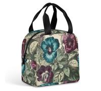 QMKFWT Grand sac à déjeuner isotherme et durable avec trois fleurs - Portable - Étanche - Réutilisable - Pour le travail, les voyages, les pique-niques