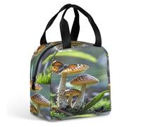 QMKFWT Grand sac à déjeuner isotherme et durable en forme de papillon et champignon - Portable - Étanche - Réutilisable - Pour le travail, les voyages, les pique-niques