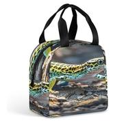 QMKFWT Grand sac à déjeuner isotherme et durable motif léopard Little Gecko - Portable - Étanche - Réutilisable - Pour le travail, les voyages, les pique-niques