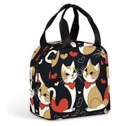 QMKFWT Grand sac à déjeuner isotherme pour couple de chats - Portable - Étanche - Réutilisable - Pour le travail, les voyages, les pique-niques