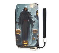QMKFWT Grim Reaper Portefeuille de grande capacité en cuir synthétique avec longue fermeture éclair Unisexe Blanc 20 x 10,5 cm, blanc, 20x10.5cm, Portefeuille