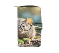 QMKFWT Guinea Mouse Portefeuille en cuir avec lunettes pour chéquier classique à deux volets pour femme avec fenêtre d'identification