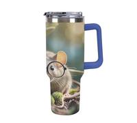 QMKFWT Guinea Mouse - Tasse à café de voyage réutilisable et durable en acier inoxydable avec poignée et paille, résistant aux fuites, portable, gobelet isotherme pour homme et femme, 1,2 l