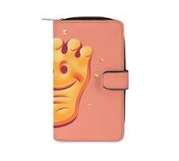 QMKFWT Happy Foot Portefeuille long en cuir pour chéquier classique à deux volets avec fenêtre pour carte d'identité