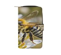 QMKFWT Honey Bee Portefeuille long en cuir avec fenêtre pour carte d'identité