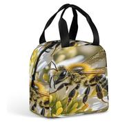 QMKFWT Honey Bee Sac à déjeuner isotherme durable Grande boîte à déjeuner portable étanche réutilisable pour le travail, les voyages, le pique-nique
