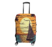 QMKFWT Housse de bagage de voyage motif coucher de soleil et voilier lavable, anti-rayures, protection contre la poussière, housse de protection pour bagages à roulettes pour bagages de 48,3 à 81,3 cm