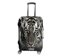 QMKFWT Housse de bagage de voyage motif tigre noir et blanc, lavable, anti-rayures, anti-poussière pour bagages à roulettes de 48 à 81 cm, blanc, M