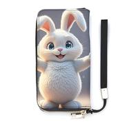 QMKFWT Hug Bunny Portefeuille de grande capacité en cuir synthétique avec longue fermeture éclair Unisexe Blanc 20 x 10,5 cm, blanc, 20x10.5cm, Portefeuille